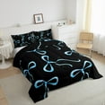 thumbnail image 3 of jejeloiu Kawaii Bowtie Queen Comforter Set,Cute Bowknot Bedding Sets,Blue Black Bedding Comforter Set For Girls Teens,Luxury Bedroom Decor Reversible,3pcs, 3 of 8