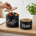 thumbnail image 3 of NUAHRHY 2pcs Wood Coffee Filter Holder Dispenser Storage Container Dispensers with Lid Enduring Filter Container for Counter Decor, 3 of 12