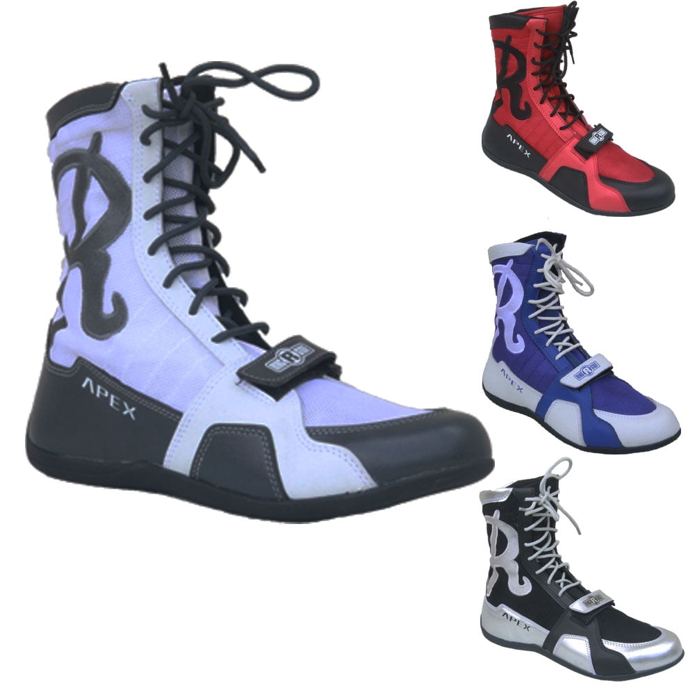 Ringside Apex Elite Boxing Shoes, Black/Silver, Size 10