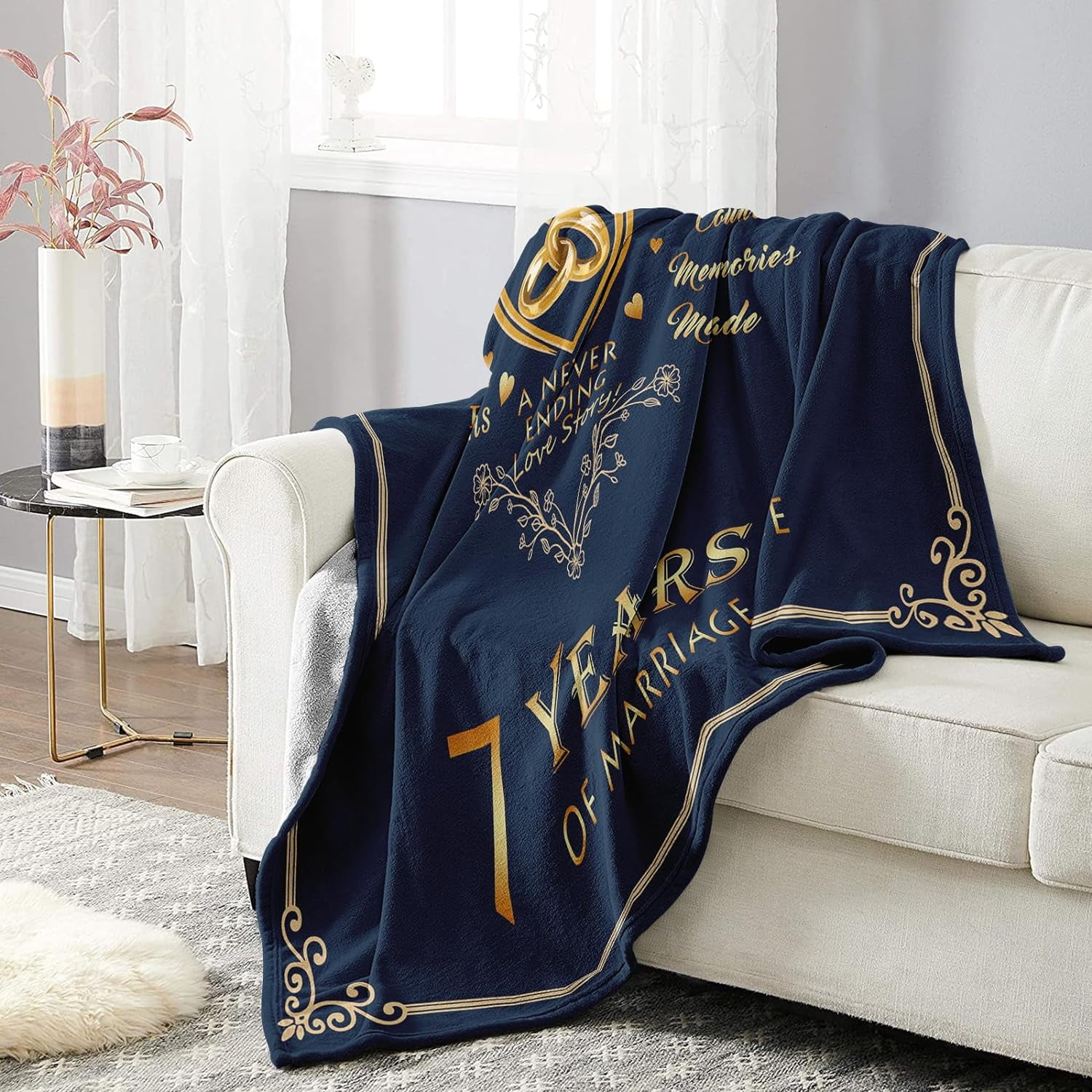 7 Year Anniversary Wedding Gifts for him her, Copper Gifts for 7th Anniversary Blanket 7th Anniversary Wool Gifts for Couple Husband Wife, 7 Years of Marriage Gifts for Men Women