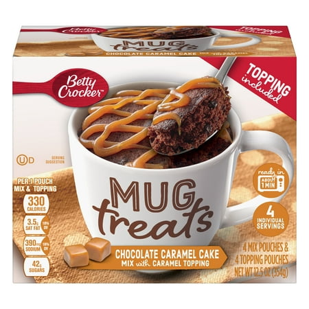 (3 Pack) Betty Crocker Chocolate Caramel Cake Mug Treats, 4 Pouches 12.5oz (Best Nutella Mug Cake)