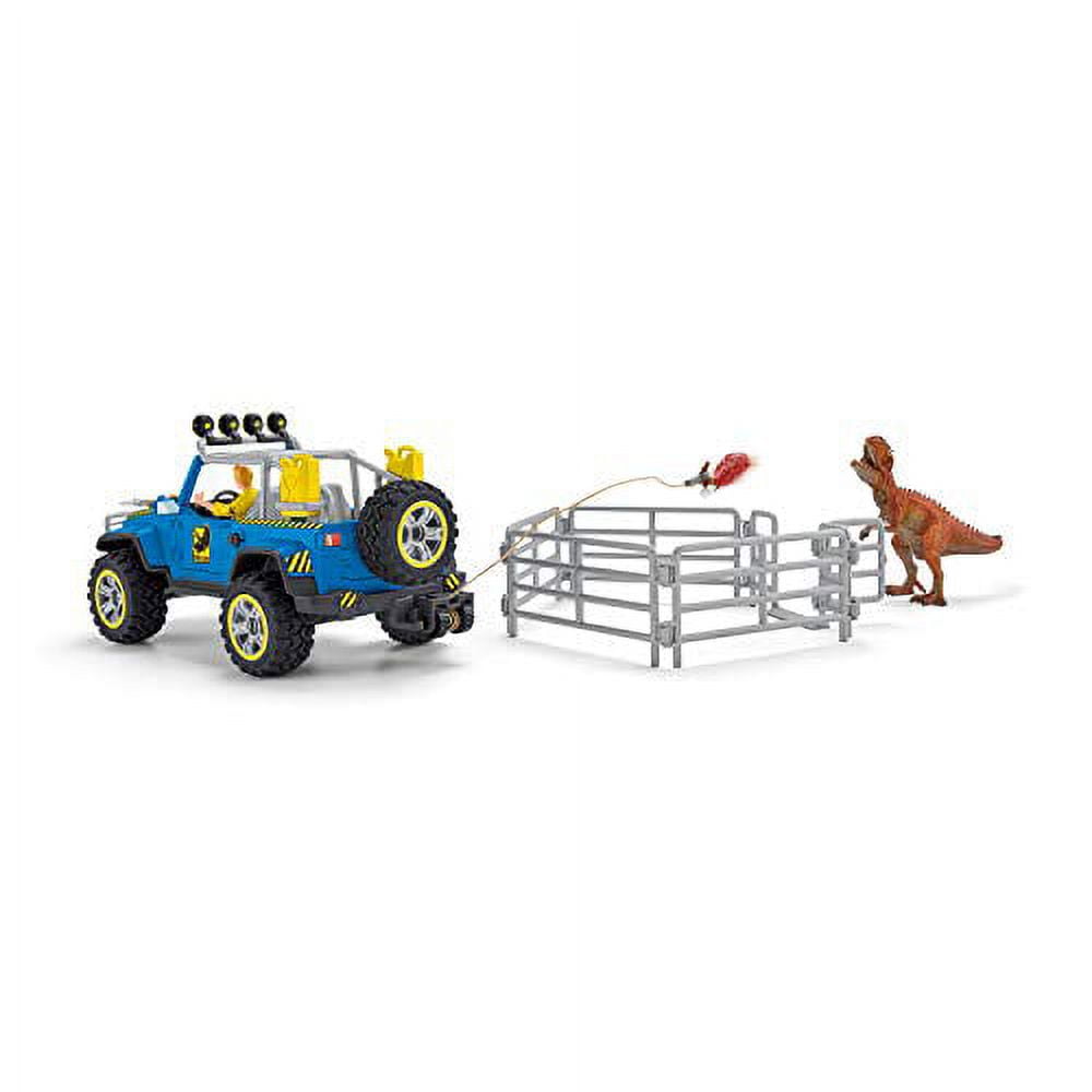 Schleich - Dinosaurs: Off-Roader with Dino Outpost & Giganotosaurus 15- Piece Toy Playset for Kids Ages 4-12