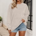 thumbnail image 2 of IWRICH Women's Sweatshirts Casual Cored Pullover Tops Oversized Long Sleeve Crewneck Shirts Beige XL, 2 of 5