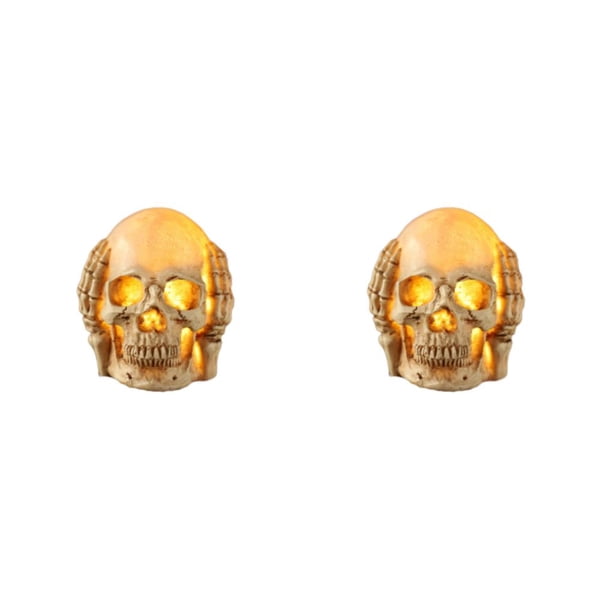 Advancent Decoración de fiesta blanca debe tener luces de calavera brillantes de Halloween exquisita decoración de fiesta de resina no escuchar no escuchar con lámpara 2piezas