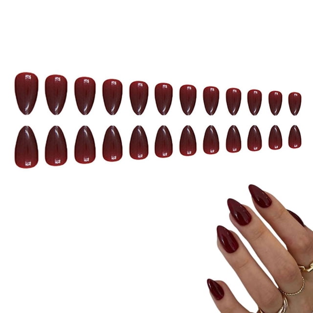 Nouvelles Pointes d'Ongles Rouges Unies Mode Rouge Vif en Forme d'Amande Style Occidental Pointes d'Ongles Rouges