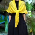 thumbnail image 2 of Oiur Women Knitting Shawl,Solid Color Fringe Design Lightweight Versatile Hollow Shawl,Open Knitted Pattern Shawl Wrap,Yellow, 2 of 7