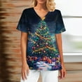 thumbnail image 2 of Garbnen Christmas Scrub Top Funny Xmas Printed V Neck Short Sleeve Fall Women Scrubs Top Nurses Working Uniforms with Pocket S-5XL, 2 of 5