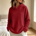 thumbnail image 2 of fatyb Sherpa Pullover Womens Fuzzy Fleece Hoodies Casual Long Sleeve Double Fleece Hooded Sweatshirt, 2 of 7