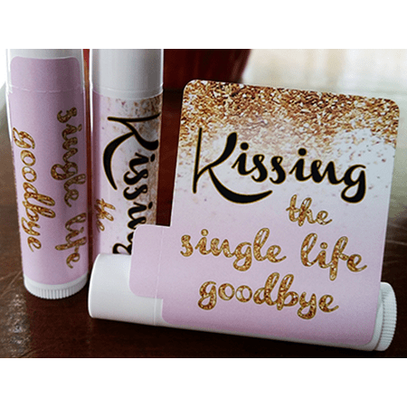 12 Bridal Shower Lip Balms - Bachelorette Party Favors - Kissing the Single Life Goodbye - Gold Glitter Bridal (Best Bachelorette Party Favors)