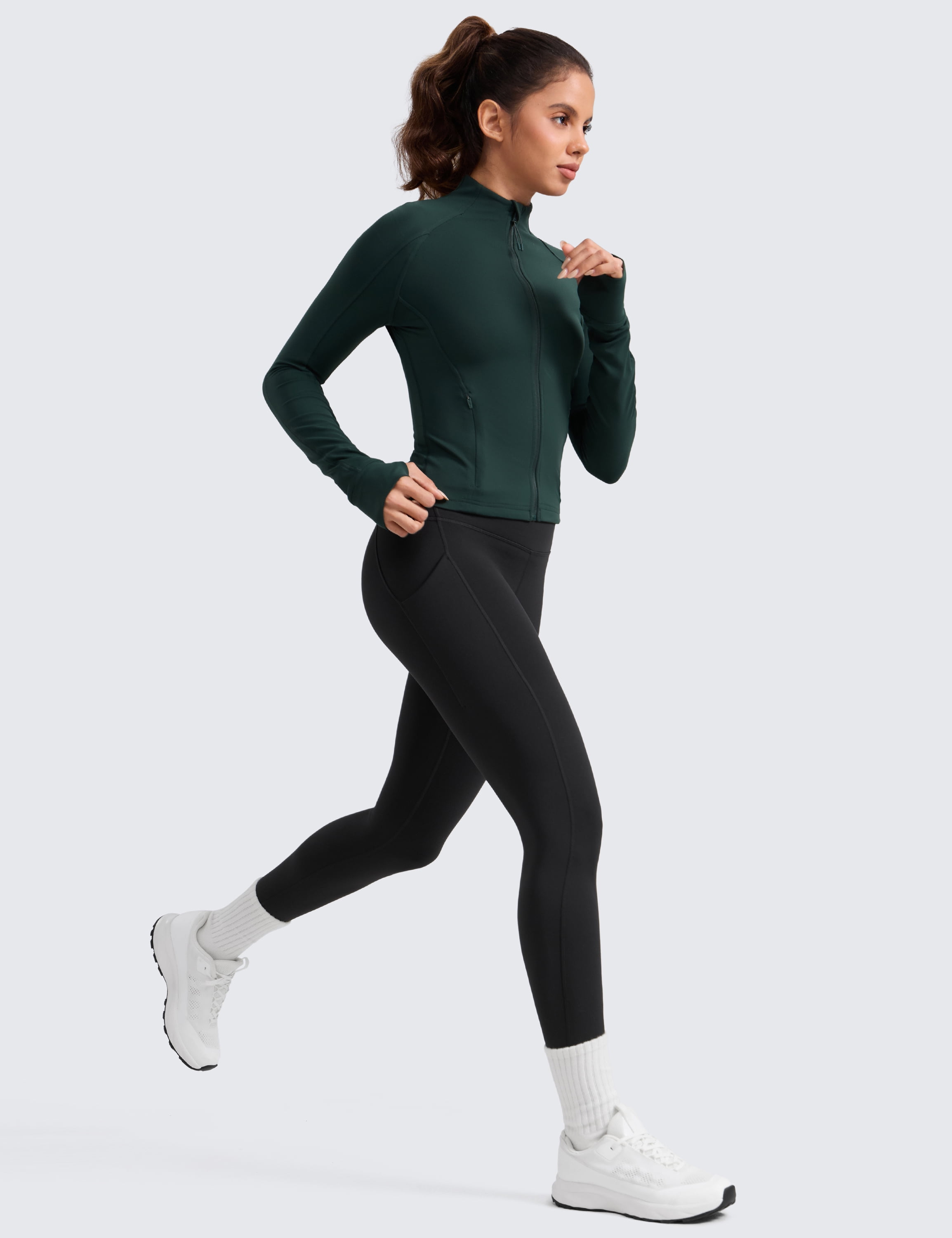 CRZ YOGA Water-Resistant Fleece Athletic Leggings Pockets 28" Thermal Hiking Casual Workout Womens Pants