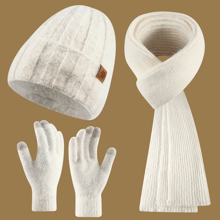 3 Piece Winter Hats for Women Scarf Touchscreen Gloves Set  display picture 3