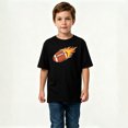 thumbnail image 2 of Boys Graphic T-Shirt Flaming American Football Sports Kids Tees 100% Cotton Short Sleeve Tops Ages 4-13Y, 2 of 4