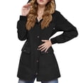 thumbnail image 2 of Rain Jacket for Women Long Sleeve Windproof Waterproof Hooded Zip Up Raincoat Windbreaker with Pockets Outerwear, 2 of 8