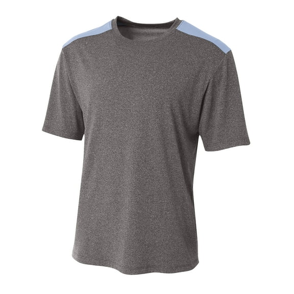 A4 Tourney Heather Short Sleeve Color Block For Men in Heather/Lt Blue | N3100