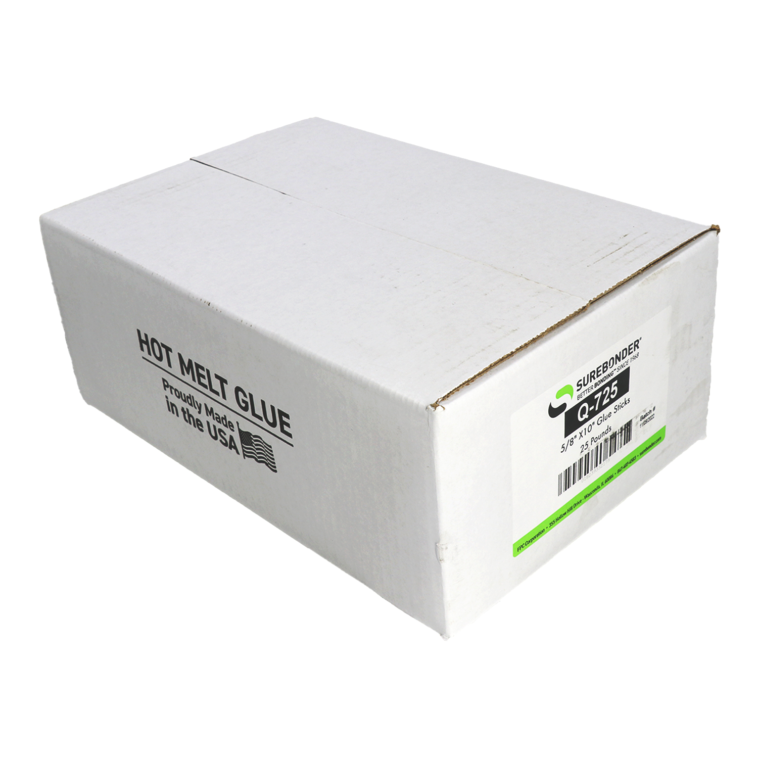 Q-725 General Purpose All Temperature Hot Melt Glue Sticks - 5/8" x 10" | 25 lb
