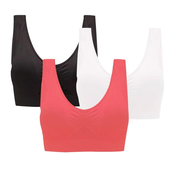 SUWHWEA 3PC Sports Bras for Women, Sexy Wire Free Sports Solid