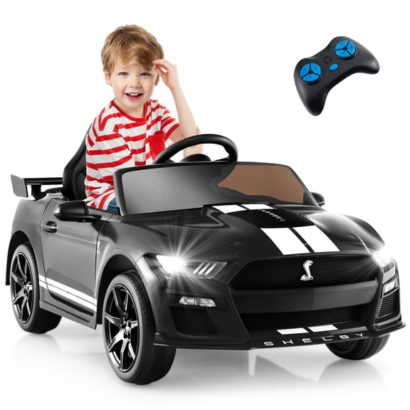 Licensed Ford Mustang GT500 Ride on Car for Kids by OLAKIDS, Battery Powered Electric Vehicle with Remote Control, Headlight, Power Display, USB, Music, Radio, Aged 3-8