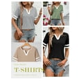 thumbnail image 4 of Eytino Womens Summer Tops Loose Fit Short Sleeve V Neck T Shirts Color Block Summer Tops, 4 of 8