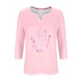 thumbnail image 4 of Today's Deal Abomasnow Womens Breast Cancer Shirts Pink Ribbon Tshirt Casual 3/4 Sleeve V-Neck Tees Breast Cancer Awareness Pullover Tops, 4 of 4