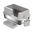 thumbnail image 2 of TISHITA Cat Litter Tray Stainless Steel Litter Box for Cat Family Large Cat Pet Gift Side Entry, 2 of 8