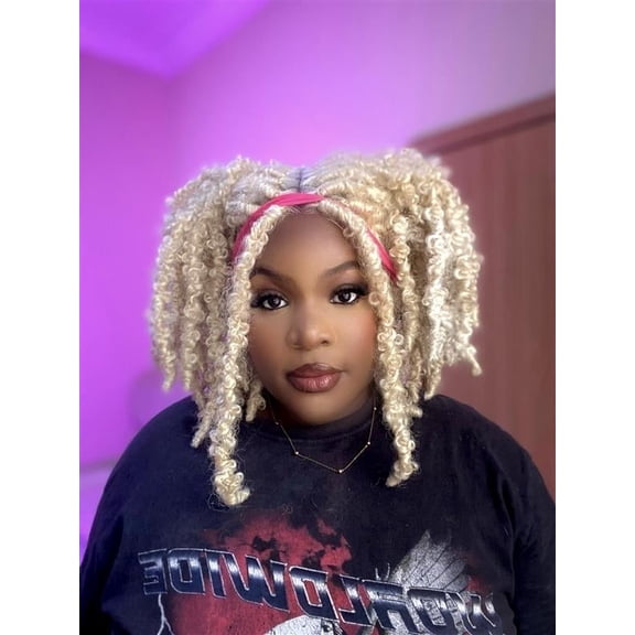 LUXLUXE Daisy 12.5" Bomb Butterfly Locs Wig 4x5 HD Lace Heat Resistant Synthetic Baby Hair Light Blonde