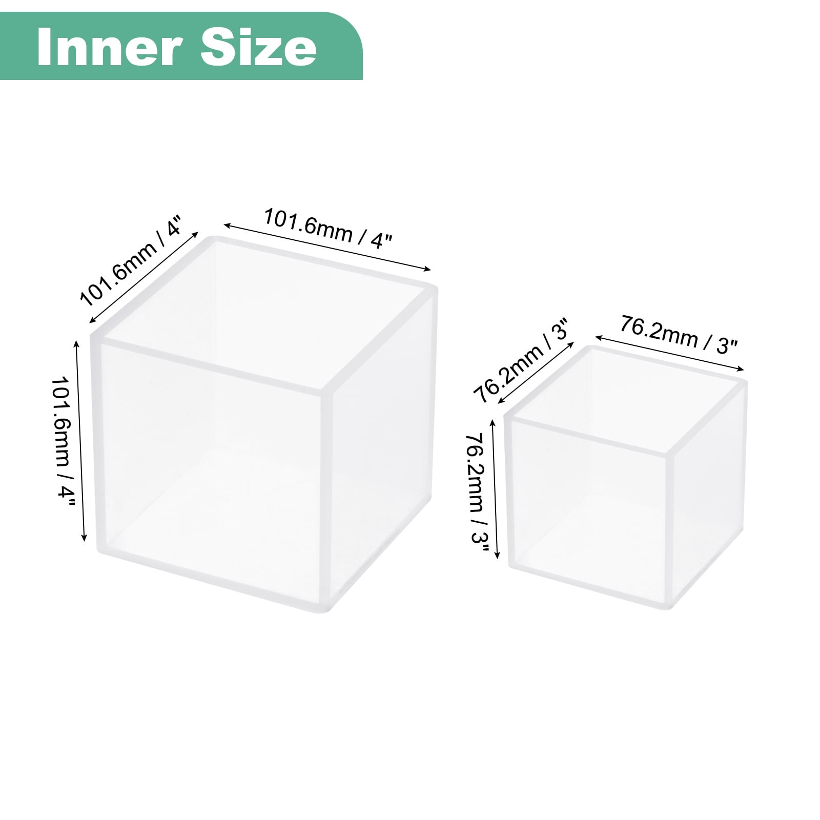 Uxcell Resin Silicone Mold 1 Set (2packs) Cube Epoxy Mould for DIY Art Home Decoration