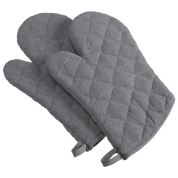 Set of 2 Gray Cotton Oven Mitt 13"