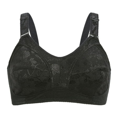 

Clearance! Women Bra Fashion Soft Comfortable Solid Color Wire Free Bralette Underwear Stretchy Plus Size Brassiere Gift for Mom Black 80