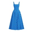 thumbnail image 4 of HAOTAGS Womens Polka Dot Dresses,Square Neck Sleeveless Cocktail Party Gown A-Line Dress Sky Blue Size M, 4 of 9