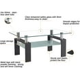 thumbnail image 5 of Rectangle Glass Coffee Table, Tea Table Modern Side Coffee Table with Lower Shelf Suitable for Living Room, 2-Tier Center Coffee Tables for Living Room, Tempered Glass Tabletop & Metal Legs (Black), 5 of 8