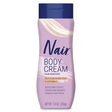 Nair Body Cream Hair Remover, Cocoa Butter and Vitamin E, Body Hair Removal Cream for Women, 7.9 oz