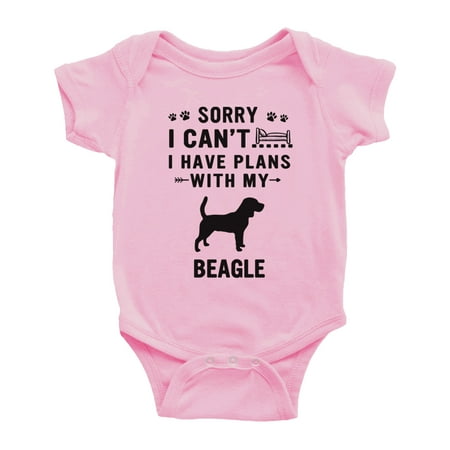 

Sorry I Can t I Have Plans With My Beagle Love Pet Dog Funny Infant Baby Bodysuit (Pink 12-18 Months)