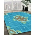 thumbnail image 3 of Ahgly Company Machine Washable Indoor Rectangle Transitional Blue Ivy Blue Area Rugs, 8' x 10', 3 of 7
