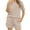 Khaki, variant on Fashion Plus Size Two Piece Sets For Women Summer New Short Sleeved Home Solid Color Casual