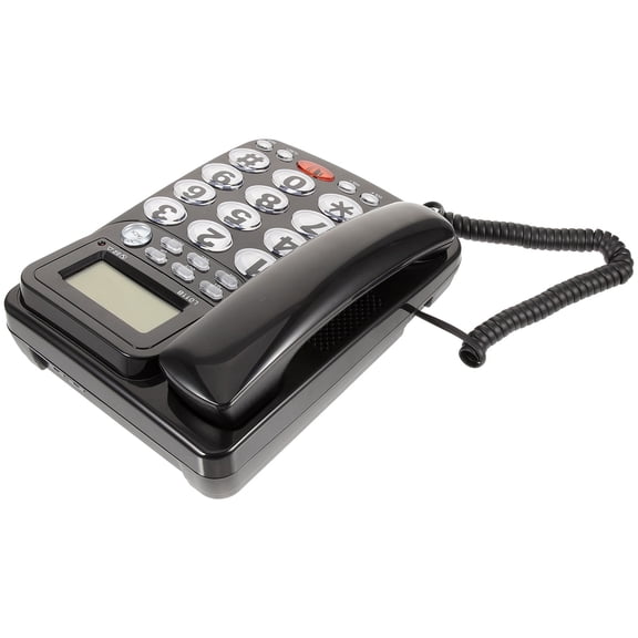YOSADIER Black Desktop Landline Phone with Clear Sound Quality, Modern PVC Design for Home Use, 1 Set