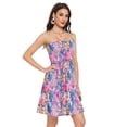 thumbnail image 2 of Dailycode Summer Dresses for Women Strapless Casual Beach Cover Ups Hand Drawn Watercolor Flower Tube Top Sundress, 2 of 8