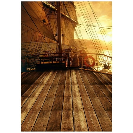 Image of ABPHOTO Polyester background Photography Photo Props backdrop 5x7ft Pirate Ship