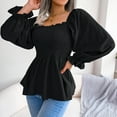 thumbnail image 3 of LEZMORE Womens Blouses Long Sleeve Shirts Square Neck Tops for Women Black L, 3 of 8