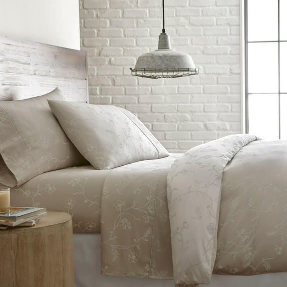 Shabby Chic Floral Printed & Solid 300 Thread Count 100-percent Cotton Sateen Sheet Set by Southshore Fine Linens