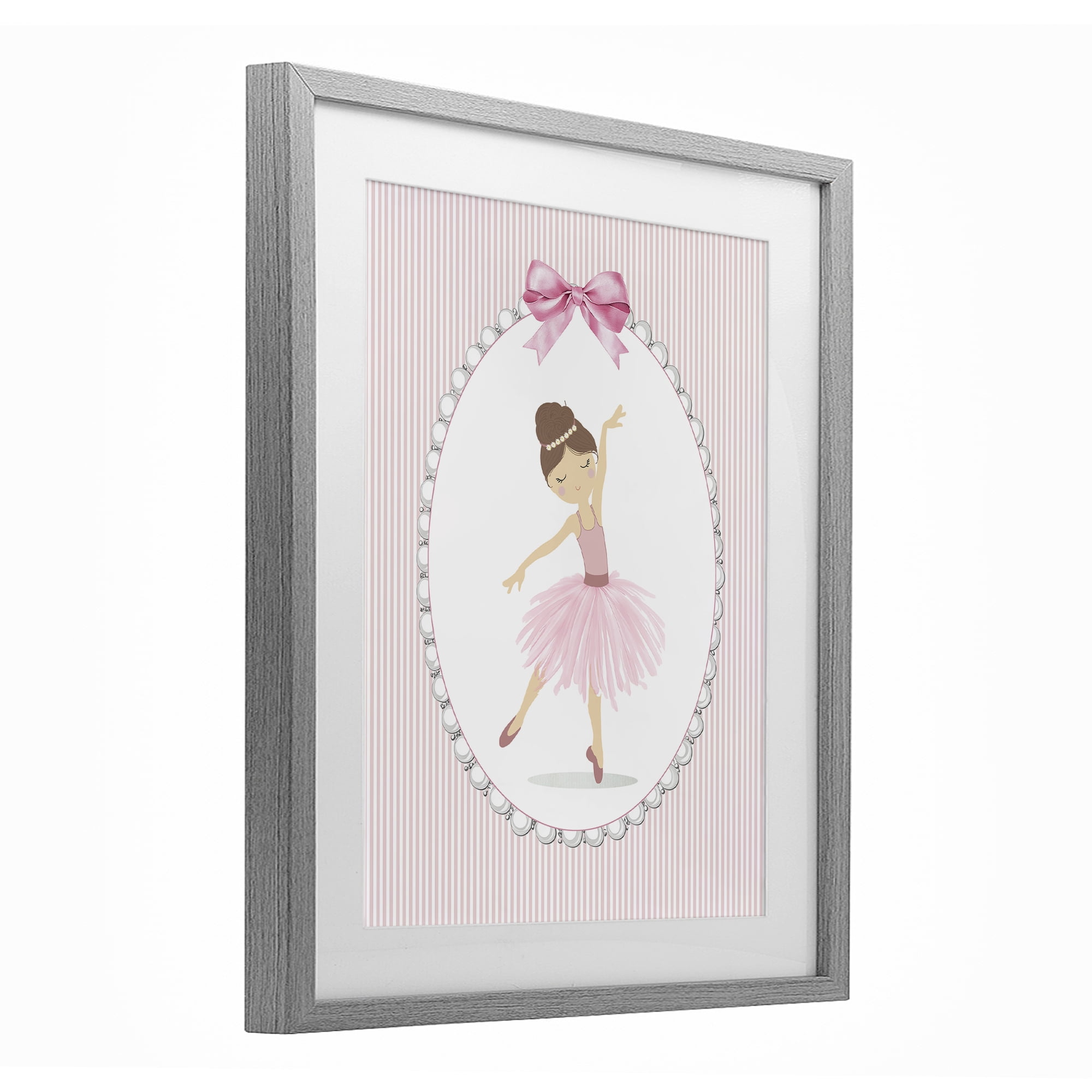 Stupell Industries Delicate Dance on Stripes Gray Framed Print Under Glass, design by Christine Simpson Art
