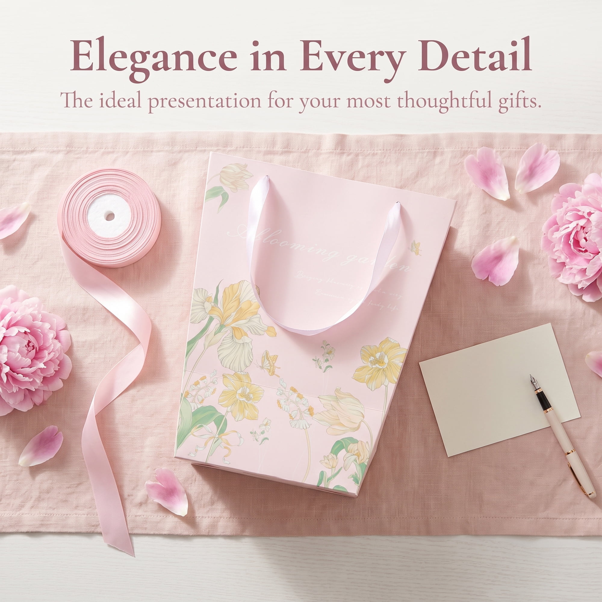 Unique Bargains Thick Totes for Gifts with Comfortable Handles Pink 11.8" x 9.8" x 13.8"