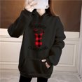 thumbnail image 1 of ICHUANYI Clearance Women's Christmas Red Plaid Print Loose Drop Shoulder Hoodie Plus Velvet Plus Size Sweatshirt Blouse(Black, L) ICHUANYI WER2023081503461, 1 of 3