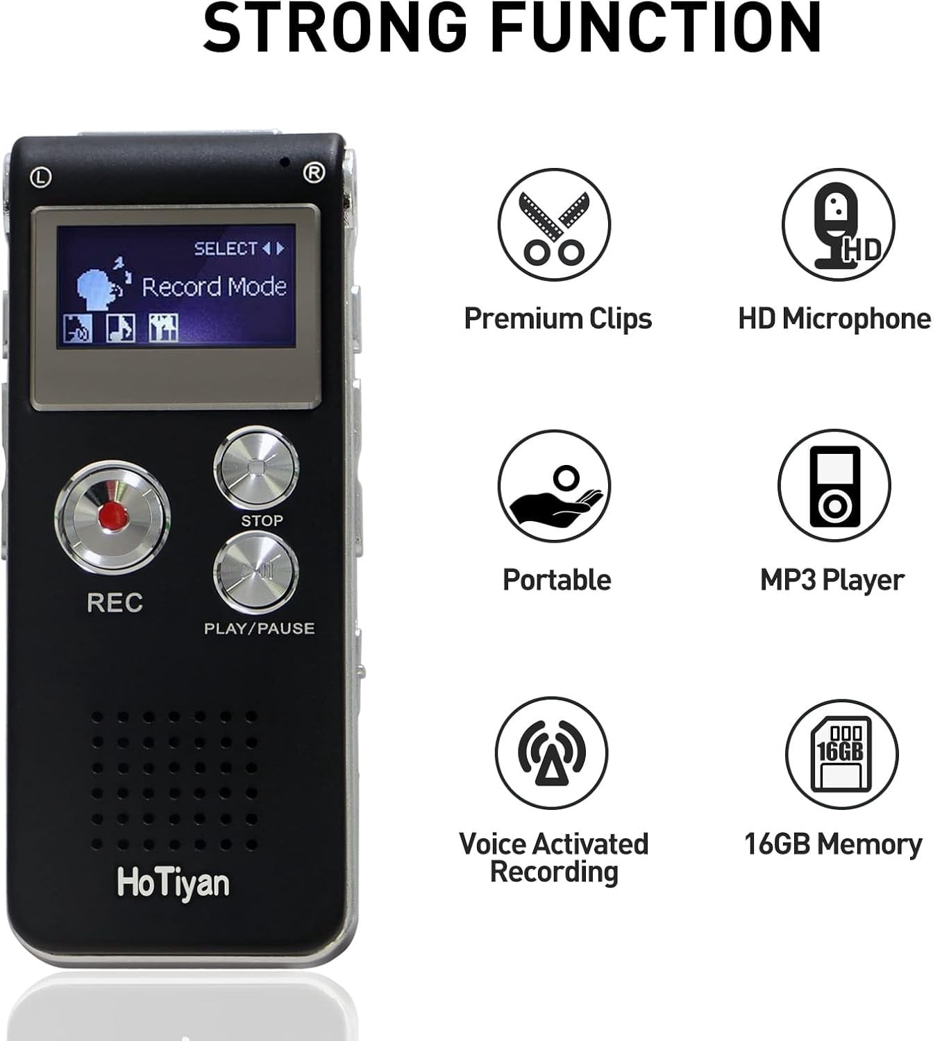 Compact 16GB Voice Recorder with Noise Reduction - Optimal for Classrooms & Work