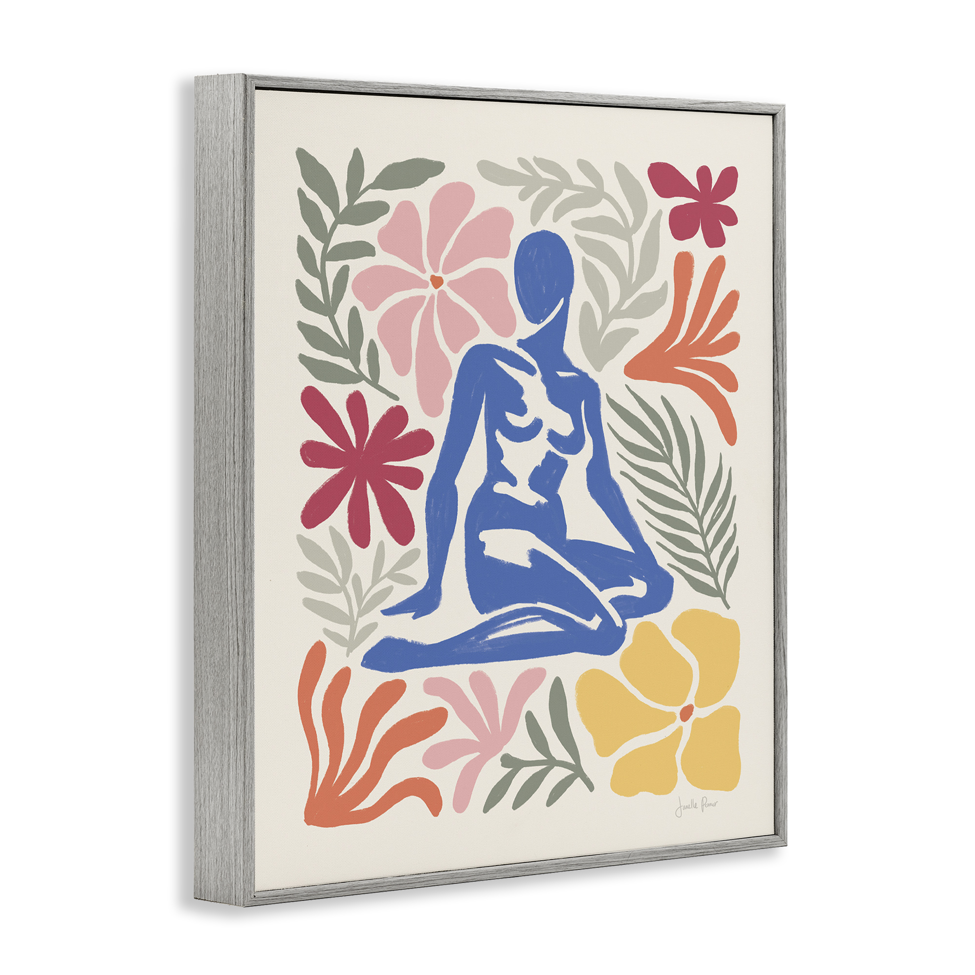 Stupell Industries Abstract Garden & Woman Novelty Painting Gray Framed Art Print Wall Art, 16 x 20
