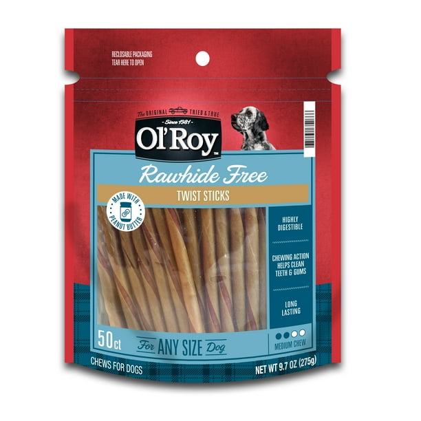 Ol’ Roy Rawhide Free Peanut Butter Twists for Dogs, 50 count Walmart