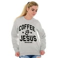 thumbnail image 3 of Coffee and Jesus Christ Strong Women Plus Size Crewneck Sweatshirt Brisco Brands 3X, 3 of 5