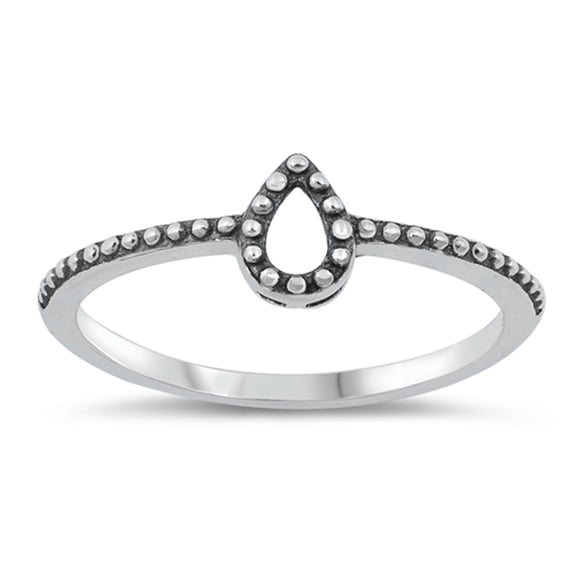 Oxidized Teardrop Bead Boho Bali Ring .925 Sterling Silver Band Jewelry Female Male Unisex Size 5