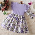 thumbnail image 4 of HCNTES Children Toddler Kids Summer Princess Dress with Puff Sleeve Casual Beach Dress for Little Girls Big Kids 2T 3T 4T 5T 6T 7T(18-24 Months,F02-Purple), 4 of 6