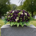 thumbnail image 5 of Roiihwy Memorial Day Decor Artificial Satin Saddle Flower, Tombstone Decoration, Cemetery Grave Memorial Flower, 23.6in Purple, 5 of 7