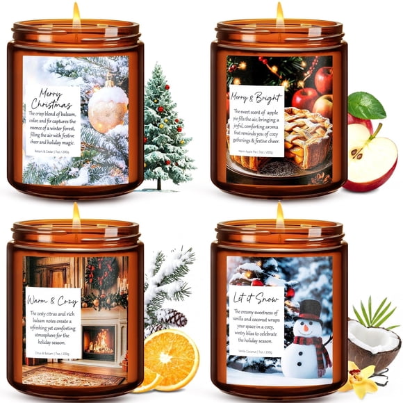 Set de Velas Navideñas MAYICIVO 4 Piezas Velas Aromáticas de Navidad